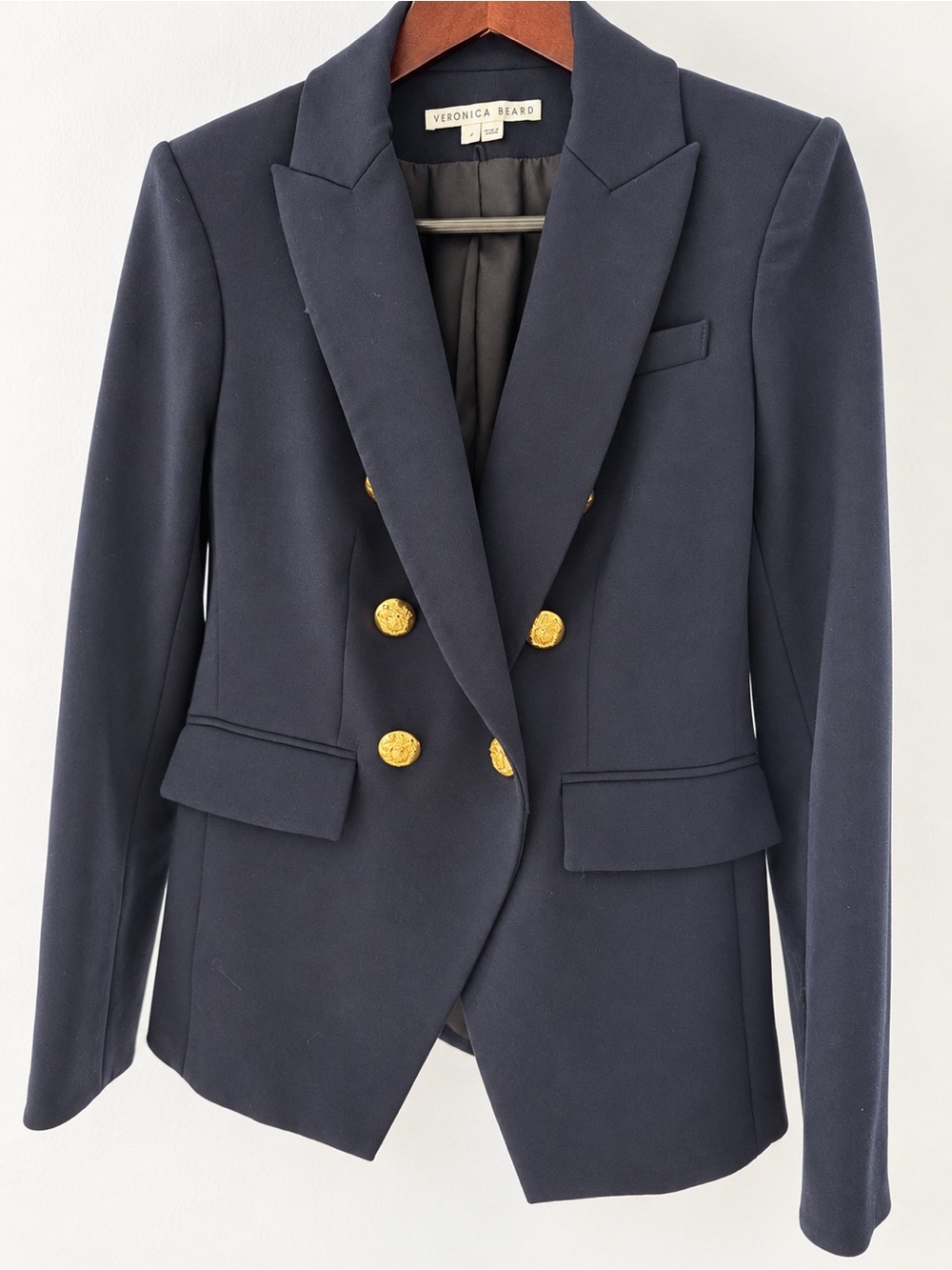 Veronica Beard Navy Double-Breasted Blazer with Gold Buttons - Picture 2 of 7